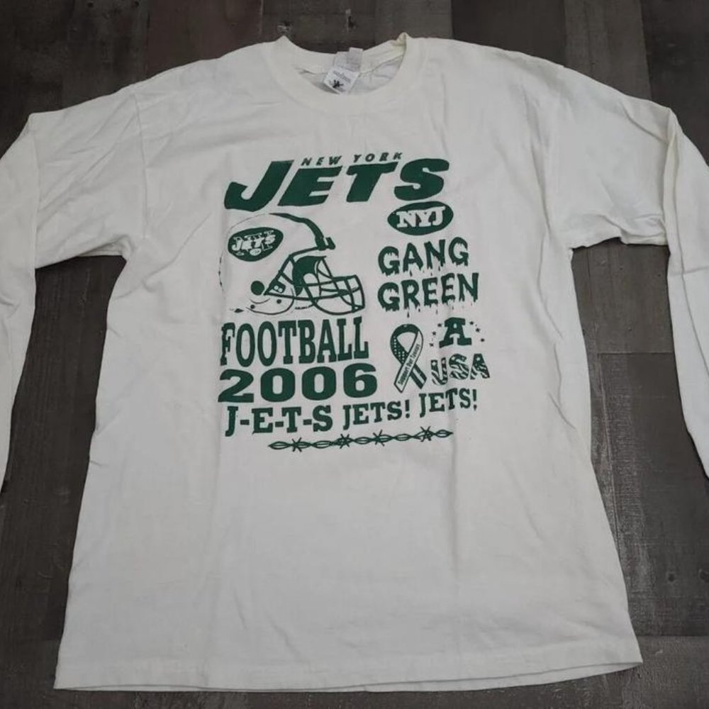 Men's 2006 New York Jets Double Sided Graphic Peeing Calvin T-Shirt Size L